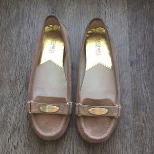 Michael Kors Suede Loafers with Gold Hardware